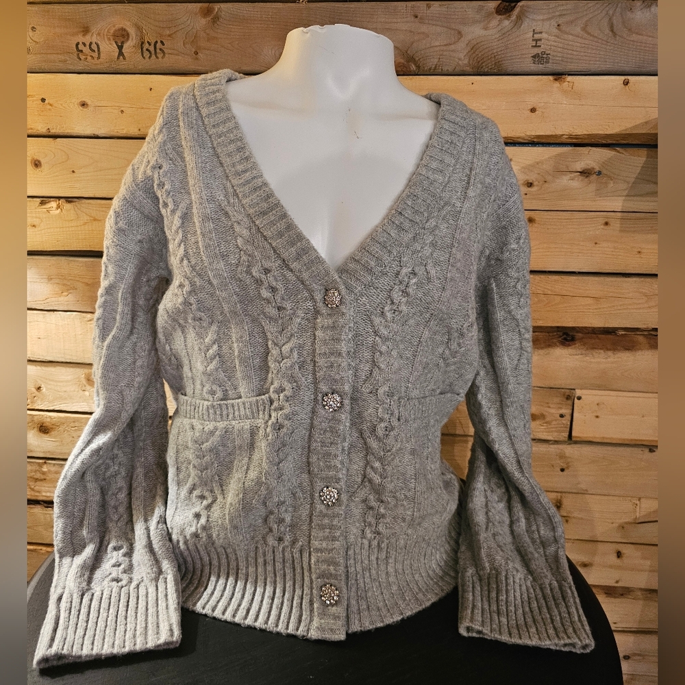 A New Day Gray Cable Knit Cardigan